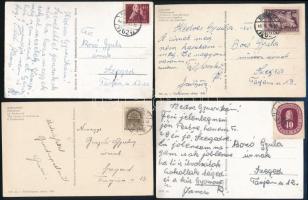 1942-1949 Bozó Gyula (1913-2004) grafikusnak küldött képeslapok, 8 db