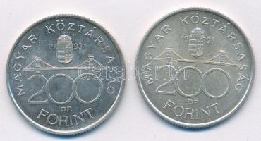 1993. 200Ft Ag "MNB" (2x) T:1- kis patina Adamo F13