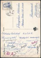 1956 Közép-Európai Kupáról küldött üdvözlő képeslap Pongrácz Kálmán (1898-1980) Budapest főpolgármestere (Budapest Főváros Tanácsa VB elnöke(1950-1958)) részére, számos aláírással: Üdvözletüket küldik Pozsonyból Vendéglátó labdarúgók. A tornán az SC Wacker Wien, Partizan Belgrád, SK Rapid Wien, Slovan Bratislava, ÚDA Praha, Crvena Zvezda, Vörös Lobogó (MTK) és a Vasas vett részt, és végül a Vasas nyerte meg az SK Rapid Wien legyőzésével.