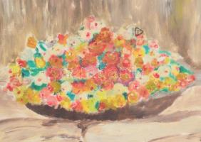 Vén jelzéssel: Virágcsendélet. Olaj, papír, keretben, 23,5x34 cm