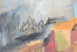 Deli jelzéssel: Dombos táj. Vegyes technika, papír, üvegezett keretben, 30x40 cm