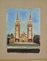 Perlrott jelzéssel: Székesegyház. Olaj, karton, foltos, paszpartuban, 38x28 cm