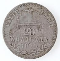 1870GYF 20kr "Váltó Pénz" Ag T:3 Adamo M11.1