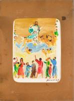 Schéner jelzéssel: Bibliai jelenet. Vegyes technika, karton, paszpartuban, 38,5x29 cm