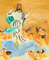 Schéner jelzéssel: Bibliai jelenet. Vegyes technika, karton, paszpartuban, 38,5x29 cm