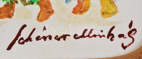 Schéner jelzéssel: Bibliai jelenet. Vegyes technika, karton, paszpartuban, 38,5x29 cm