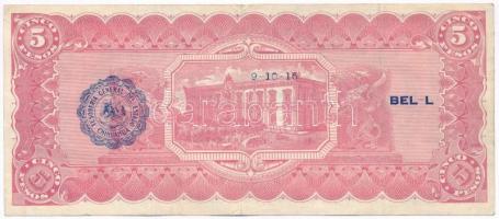 Mexikó / Forradalom / Chihuahua 1915. 5P hátoldalán fekete felülbélyegzés T:III 
Mexico / Revolutio...