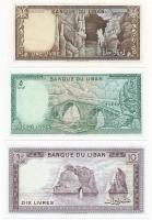 Libanon 1964-1988. 1L, 5L, 10L, 50L, 250L T:I,I- Lebanon 1964-1988. 1 Livre, 5 Livres, 10 Livres, 50 Livres, 250 Livres C:UNC,AU