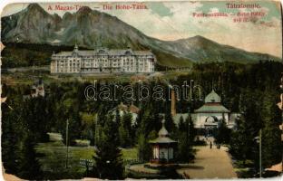 1908 Tátralomnic, Tatranská Lomnica (Tátra, Magas-Tátra, Vysoké Tatry); Palota szálloda. Divald Károly műintézete 182-1908. / hotel (kopott sarkak / worn corners)