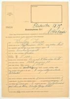 1944 Balogh Imre zsidó származású bankigazgató iratai, I. világháborús veterán (tart. hadnagy, III. ...