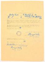 1944 Balogh Imre zsidó származású bankigazgató iratai, I. világháborús veterán (tart. hadnagy, III. ...