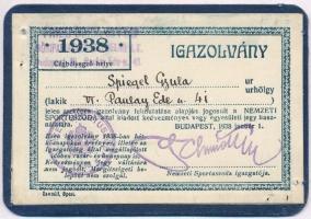 1938 Fényképes igazolvány, Nemzeti Sportuszoda (Hajós Alfréd-Uszoda), Margisziget. Az uszoda és a Fr...