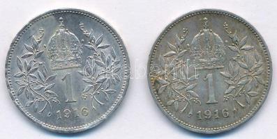 Ausztria 1916. 1K Ag "Ferenc József" (2x) T:2,2-
Austria 1916. 1 Corona Ag "Franz Jo...