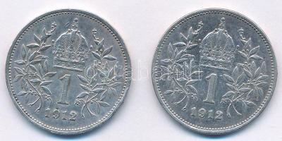 Ausztria 1912. 1K Ag "Ferenc József" (2x) T:2
Austria 1912. 1 Corona Ag "Franz Josep...