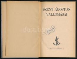 Szent Ágoston vallomásai. Bp.,1942,Officina. Kiadói kartonált papírkötés, sérült és hiányos gerincce...