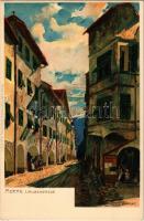 Merano, Meran (Südtirol); Laubengasse / street. Künstlerpostkarten Ansichten aus Tirol litho s: H. Zeno Diemer