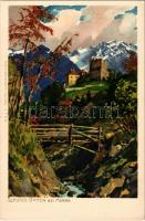 Merano, Meran (Südtirol); Schloss Goyen / Castel Gaiano. Künstlerpostkarte von Tirol litho s: H. Zeno Diemer