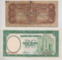Kína 1937. 10Y + 1936. 1Y T:III,III- szép papír
China 1937. 10 Yuan + 1936. 1 Yuan C:F,VG nice pape...