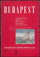1945 Budapest, a székesfőváros történeti, művészeti és társadalmi képes folyóirata, I. évfolyam 1. szám, a borítólapot tervezte: Kozma Lajos. Sérült gerinccel és kötéssel.