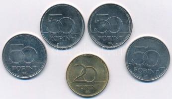 2004-2007. 50Ft Cu-Ni emlékkiadások (4xklf) + 2003. 20Ft Cu-Ni-Zn "Deák" T:2,2-