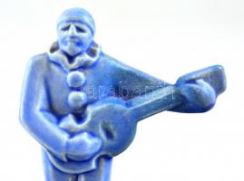 Zsolnay Pierrot-figurás hamutál, jelzett, kis kopásnyomokkal, m: 15 cm, d: 17 cm