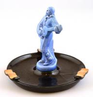 Zsolnay Pierrot-figurás hamutál, jelzett, kis kopásnyomokkal, m: 15 cm, d: 17 cm