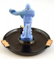 Zsolnay Pierrot-figurás hamutál, jelzett, kis kopásnyomokkal, m: 15 cm, d: 17 cm