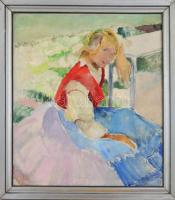 Jelzés nélkül: Menyecske. Olaj, vászon, fa keretben, 80x70 cm