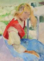 Jelzés nélkül: Menyecske. Olaj, vászon, fa keretben, 80x70 cm