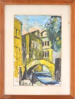 Jelzés nélkül: Velence. Olaj, papír, üvegezett fa keretben, 30,5x20,5 cm