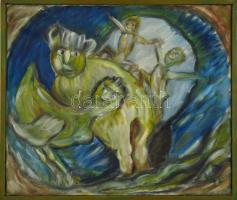 Ludwig Agyik (?-): Alakok (vázlat). Olaj, vászon, jelzett (a hátoldalán is), fa keretben, 40x48 cm