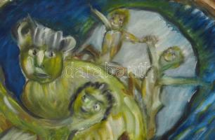 Ludwig Agyik (?-): Alakok (vázlat). Olaj, vászon, jelzett (a hátoldalán is), fa keretben, 40x48 cm