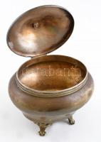 Szandrik rezezett alpakka madaras dobozka, jelzett, m: 12 cm