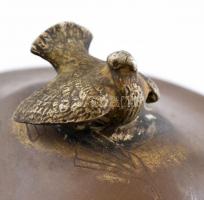 Szandrik rezezett alpakka madaras dobozka, jelzett, m: 12 cm