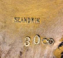 Szandrik rezezett alpakka madaras dobozka, jelzett, m: 12 cm