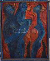 Ludwig Agyik (?-): A három grácia. Olaj, vászon, jelzett, fa keretben, 61x49 cm