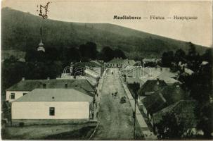 Mezőlaborc, Medzilaborce; Fő utca, görög templom. Schwarcz H. B. kiadása / main street, Greek church (ázott sarok / wet corner)