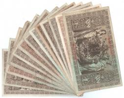 Német Birodalom 1910. 1000M (13x) piros és zöld pecsét T:III,III- 
German Empire 1910. 1000 Mark (1...