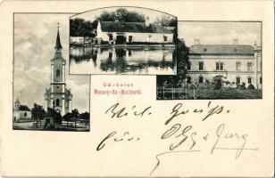 1904 Mosonszentmiklós, Mosony-Szt.-Miklós (Győr); Római katolikus templom, Gróf Wenckheim Frigyes kastélya, Fogyasztási szövetkezet üzlete