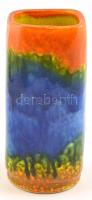 Lux színes mázas kerámia váza, jelzett, apró lepattanással, m: 19,5 cm