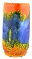 Lux színes mázas kerámia váza, jelzett, apró lepattanással, m: 19,5 cm