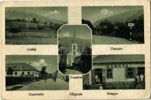 1944 Majszin, Moisei; látkép, utca, út, templom, Hangya Szövetkezet üzlete / general view, street view, church, cooperative shop (EB)