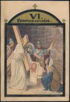 Tary Lajos (1884-1972): Jézus keresztútja (14 stáció terve).  Akvarell, ceruza, papír. Mind jelzett,...