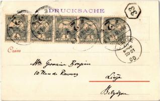 1900 Kassa, Kosice; Állami felső ipariskola, lóvasút / school, horse-drawn carriage