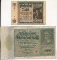 Németország / Weimari Köztársaság 1922. 10.000M + 5000M T:III,III- Germany / Weimar Republic 1922. 10.000 Mark + 5000 Mark C:F,VG Krause 70, 81