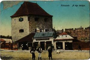 1915 Kolozsvár, Cluj; A régi bástya, Voith Tivadar, Streck József üzlete. Stief Jenő és Társa kiadása / bastion, tower, shops (EB)