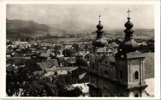 1944 Nagybánya, Baia Mare; látkép a templommal / general view with church