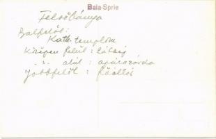 Felsőbánya, Baia Sprie; Római katolikus templom, látkép, zárda, főoltár / Catholic church, general v...