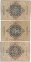 Német Birodalom 1906-1909. 20M (4xklfl) T:III
German Empire 1906-1909. 20 Mark (4xdiff) C:F
