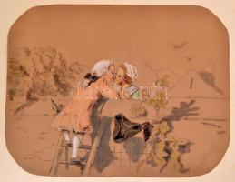 Sophine Berchtold jelzéssel, 2 db mű, feltehetően a XIX sz. második feléből: Szerelmesek és Incselke...